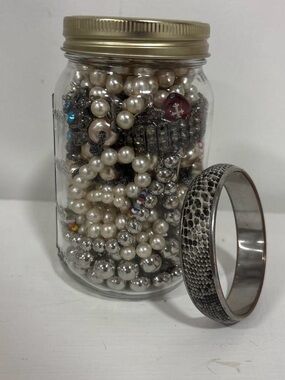 Lost Pearl and Silver Tone Mixed Bracelet Lot with Textured Bangle